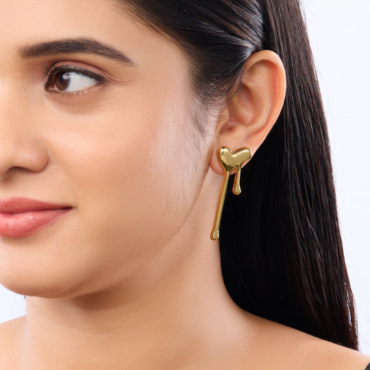 Surrealist Drip Heart Stud Earrings