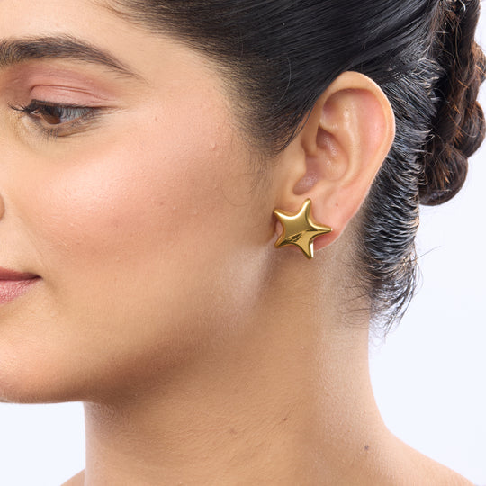 Cosmic Puffed Star Stud Earrings