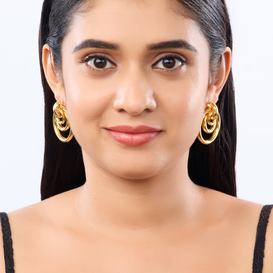 Triple Ring Hoop Statement Earrings