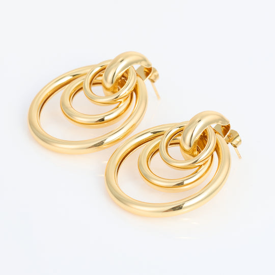 Triple Ring Hoop Statement Earrings
