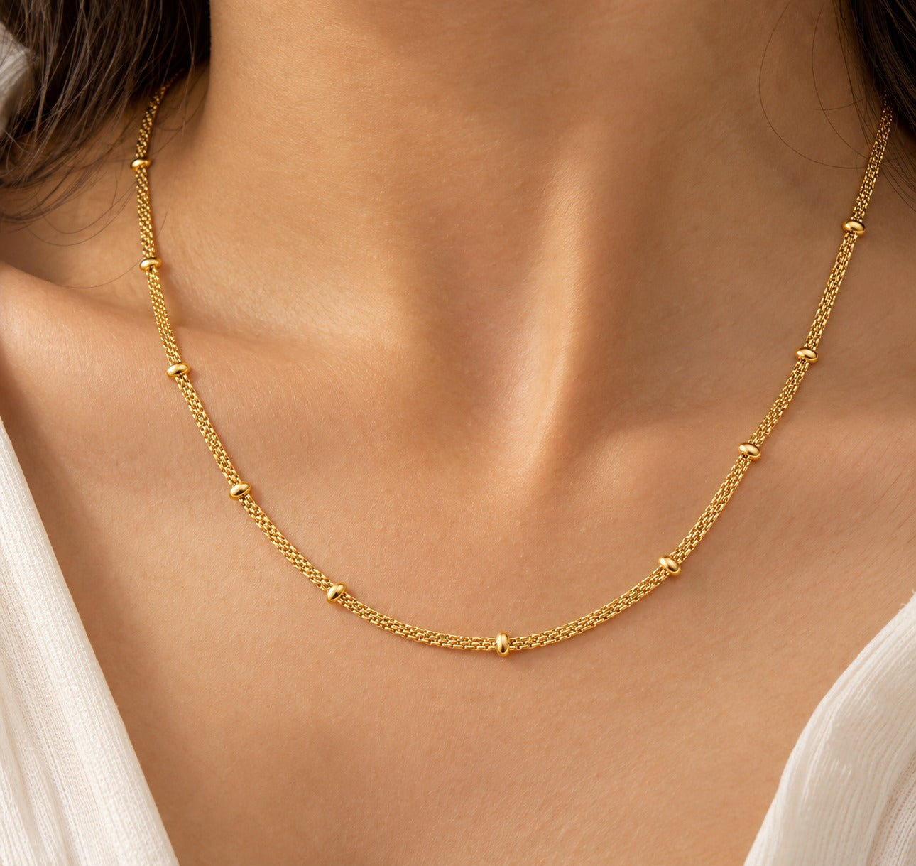 Classic Figaro Pattern Gold Chain Necklace