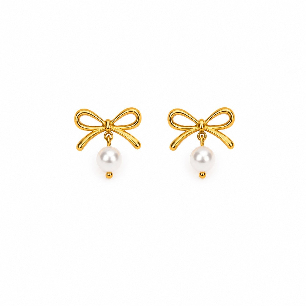 Celeste Bow Pearl Stud Earrings