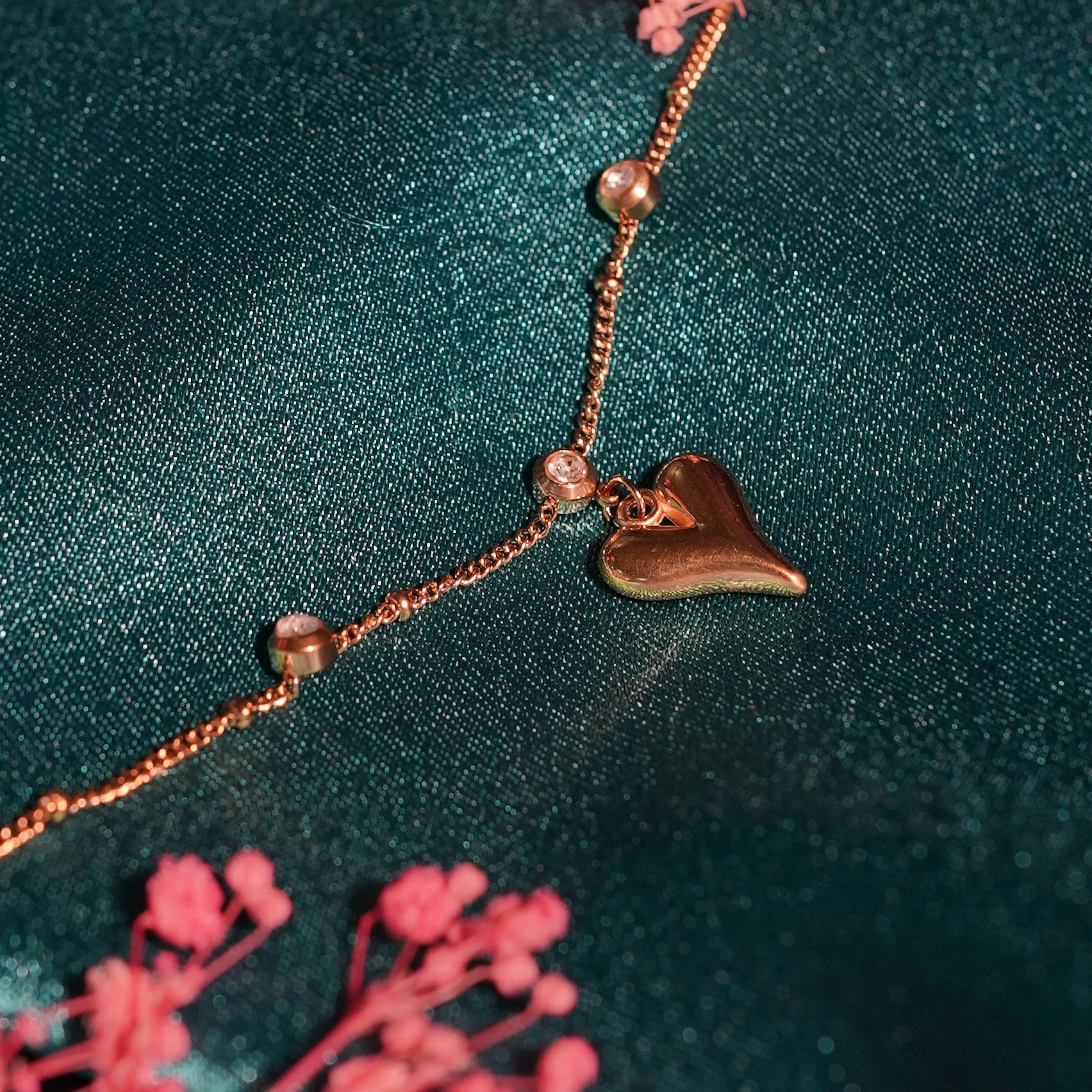 Golden Heart Drop Anklet