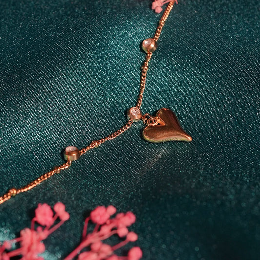 Golden Heart Drop Anklet