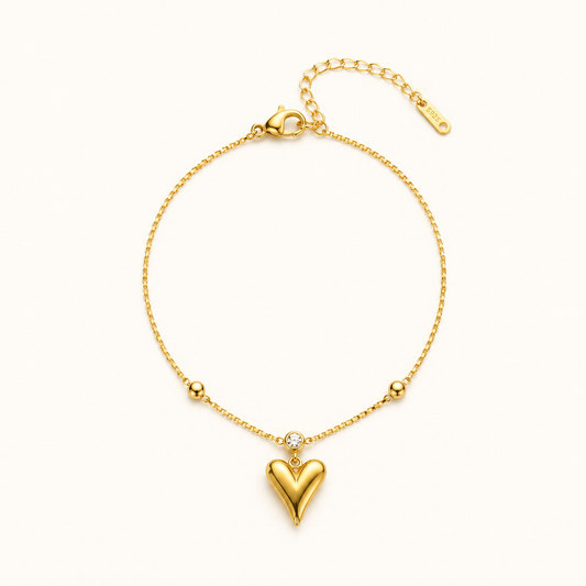 Golden Heart Drop Anklet