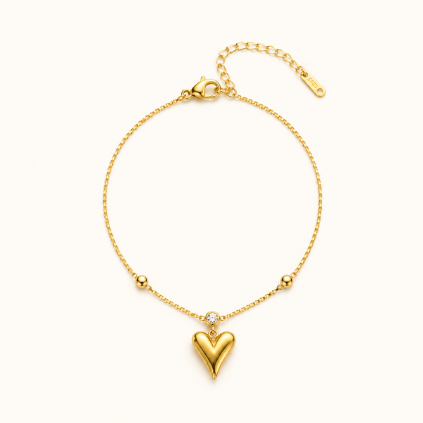 Golden Heart Drop Anklet
