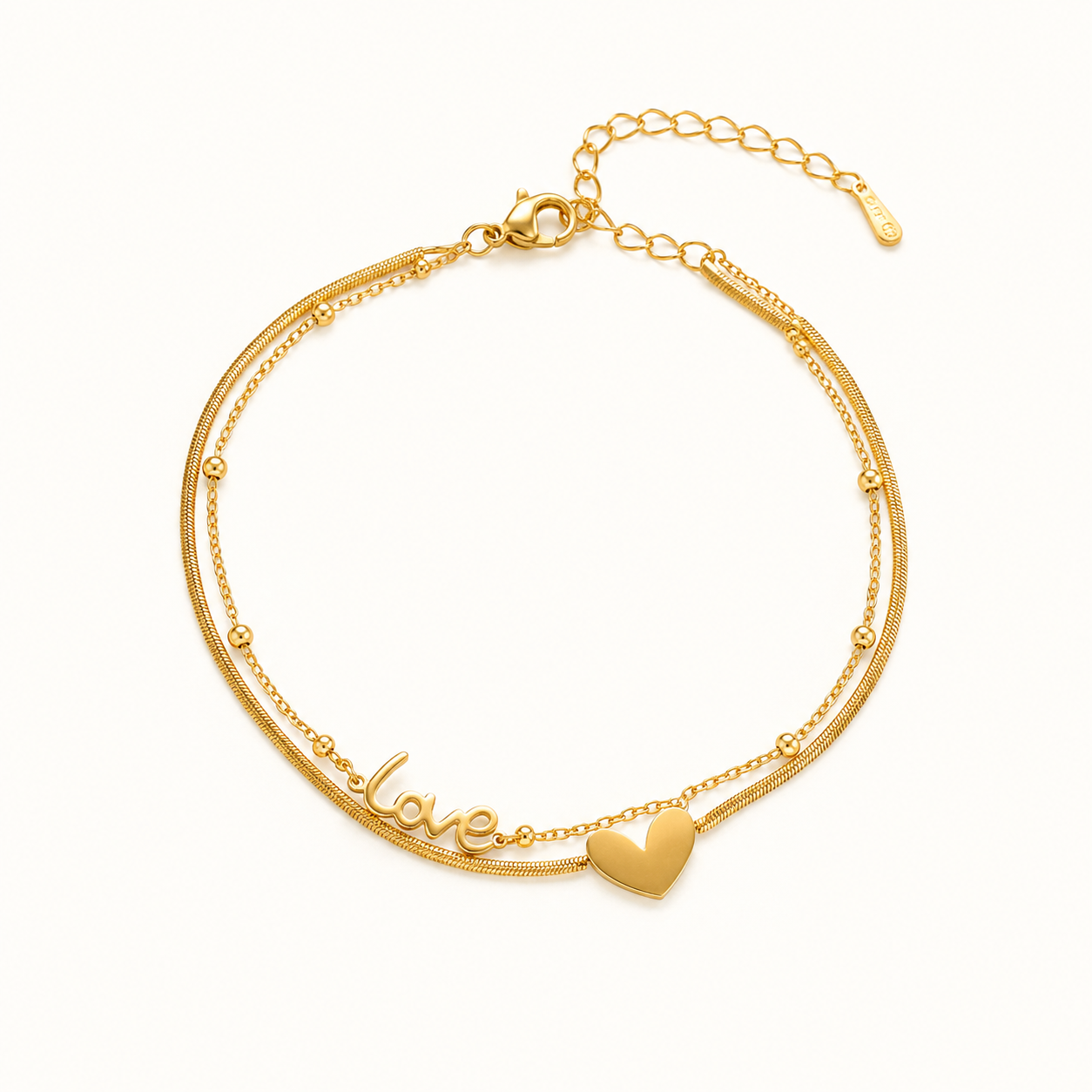 Love Heart Gold Anklet