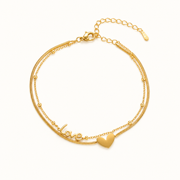 Love Heart Gold Anklet