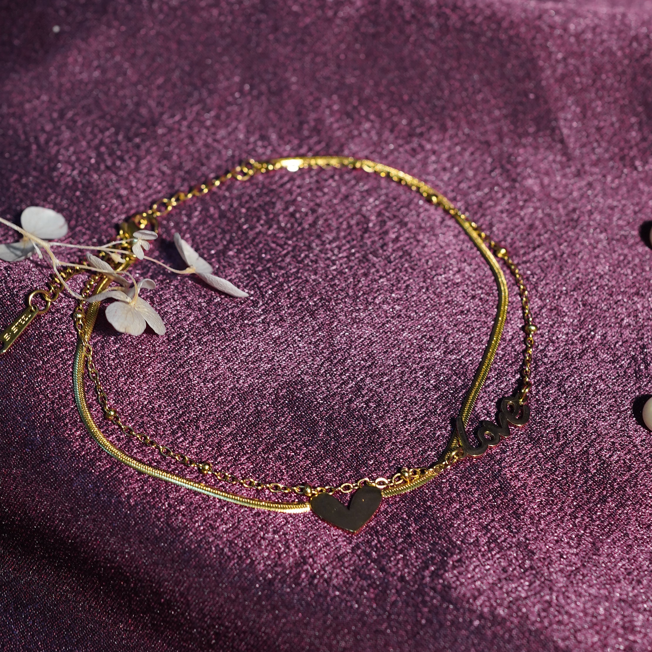 Love Heart Gold Anklet