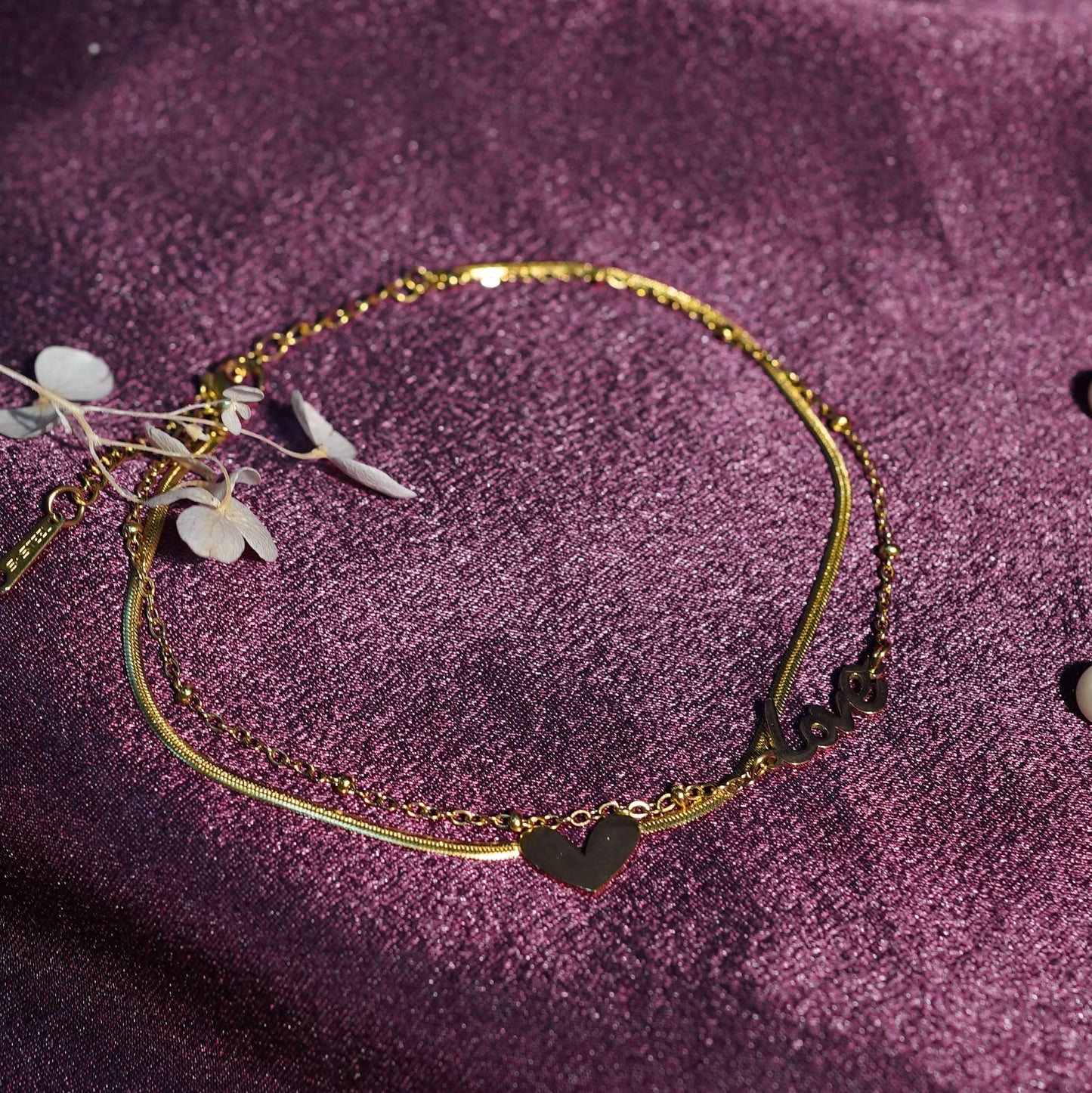 Love Heart Gold Anklet