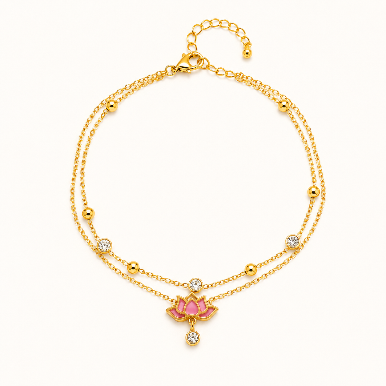 Lotus Charm Gold Anklet