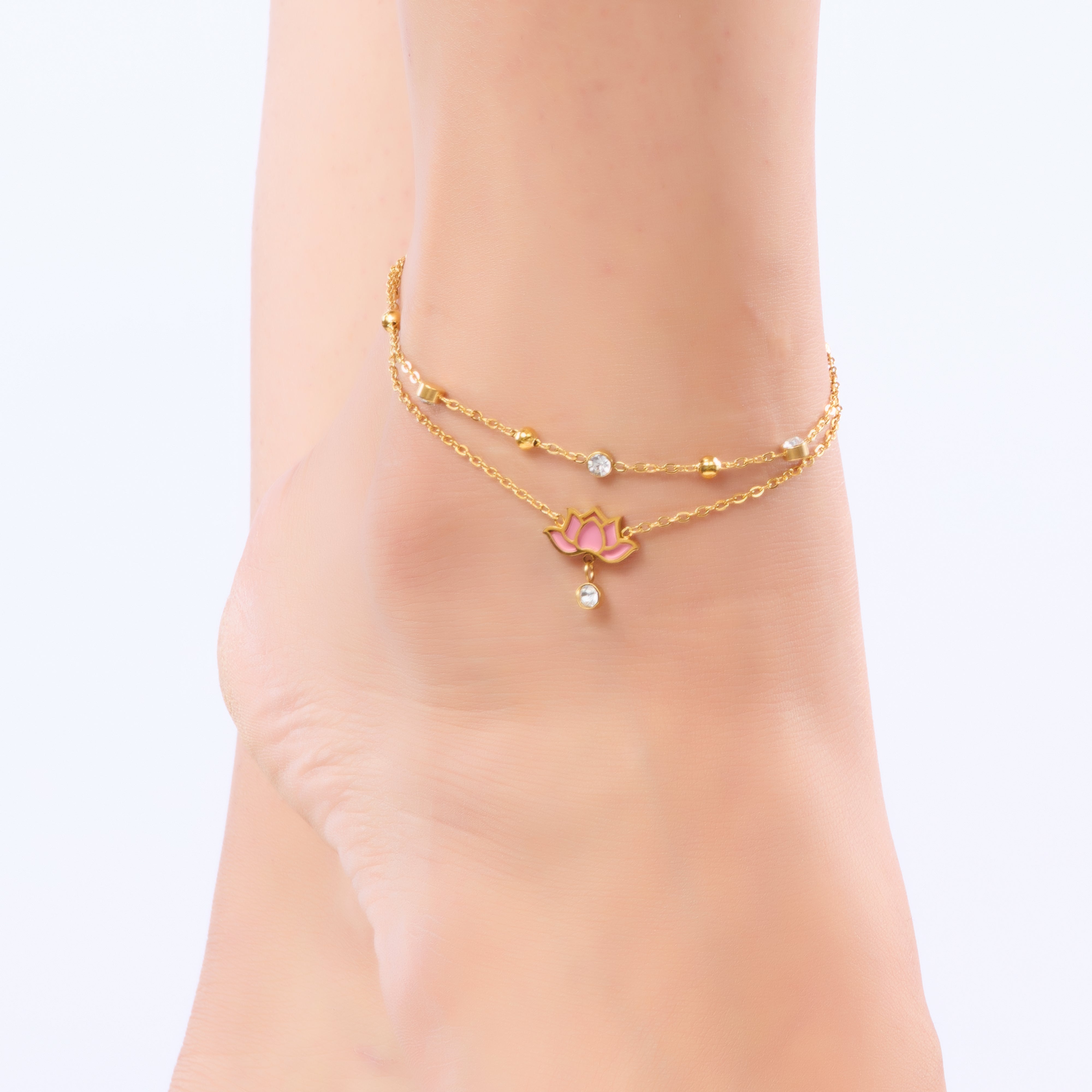 Lotus Charm Gold Anklet