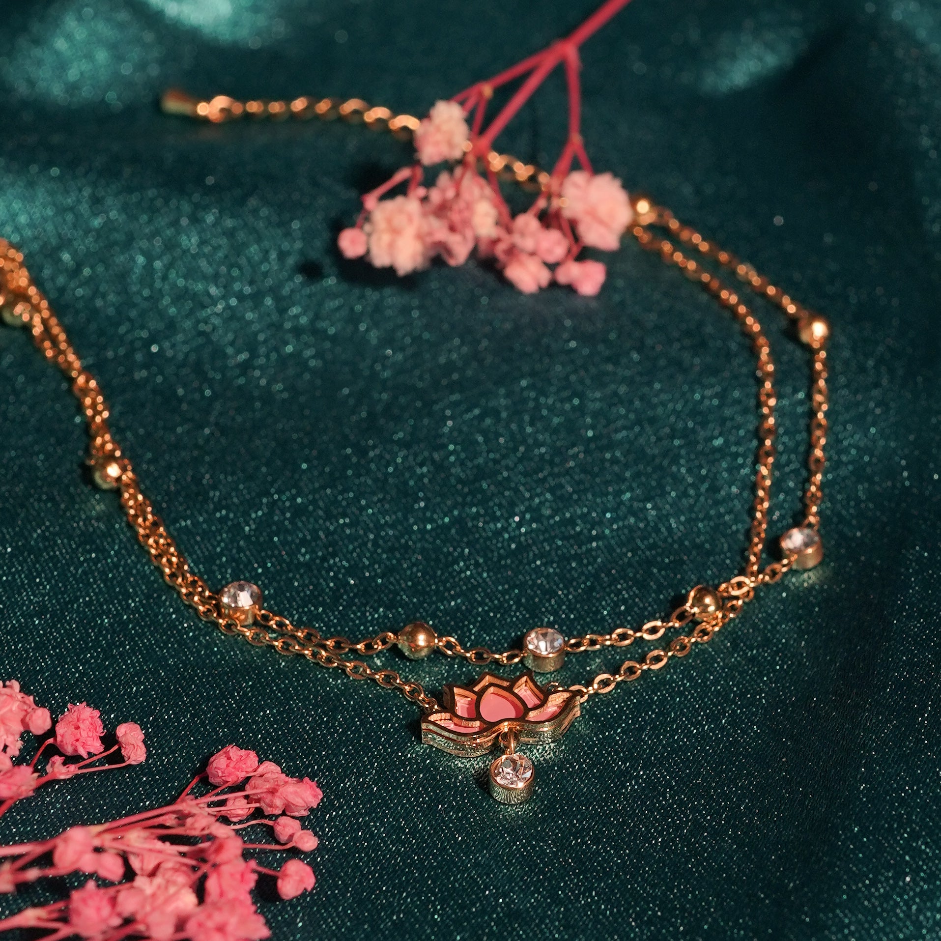 Lotus Charm Gold Anklet