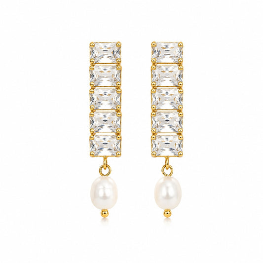 Gllora Pearl Radiance Crystal Drop Earrings