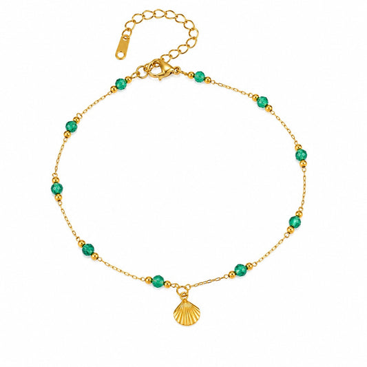 Flora Green Beaded Anklet