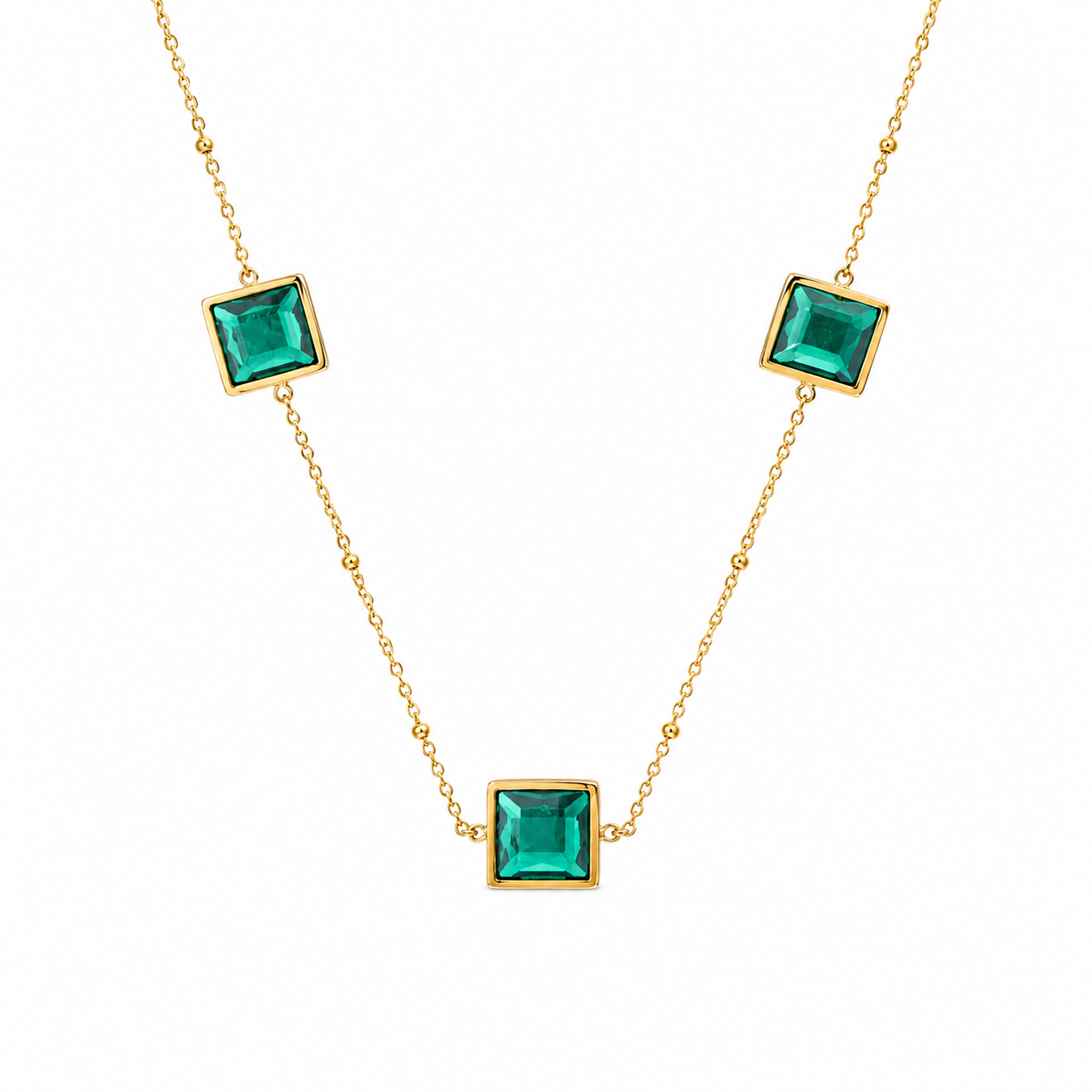 Green Square Pendant Necklace