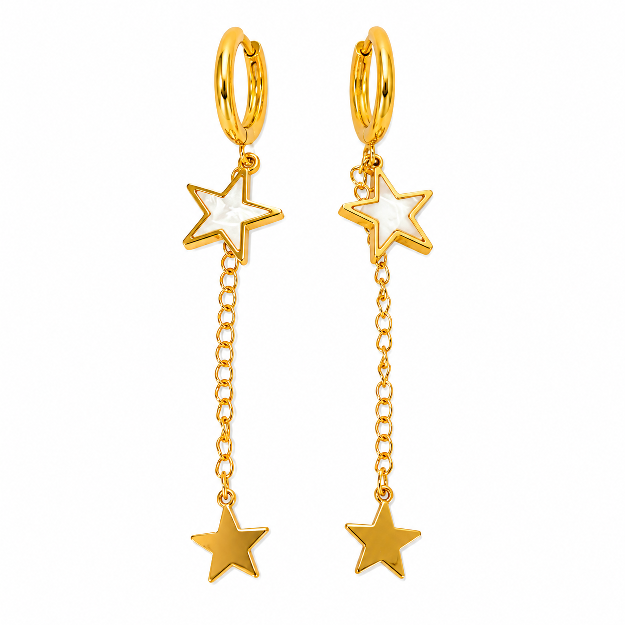 Double Star Chain Drop Earrings