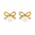 Celeste Bow Pearl Drop Earrings