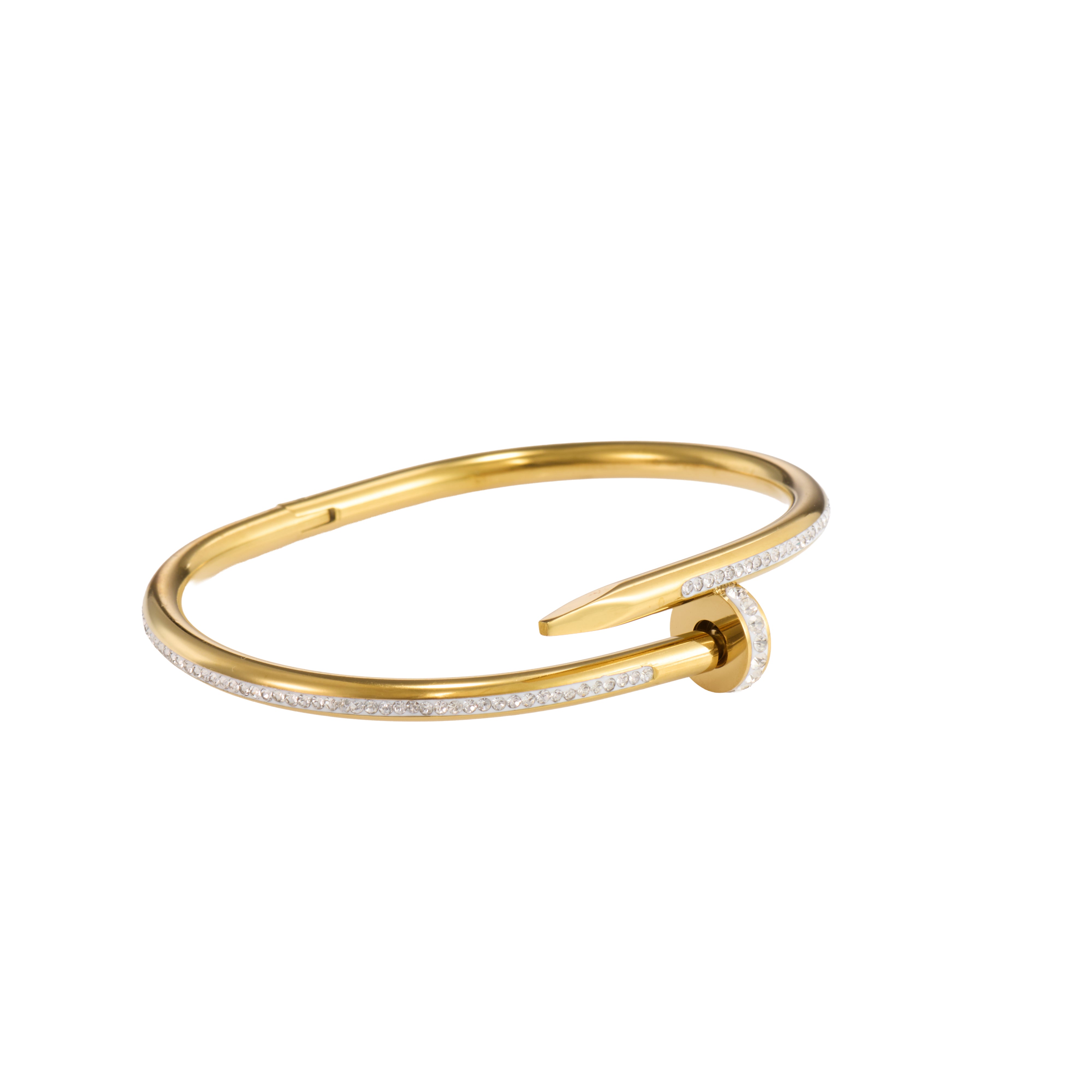 Stellar Heart Open Gold Bangle