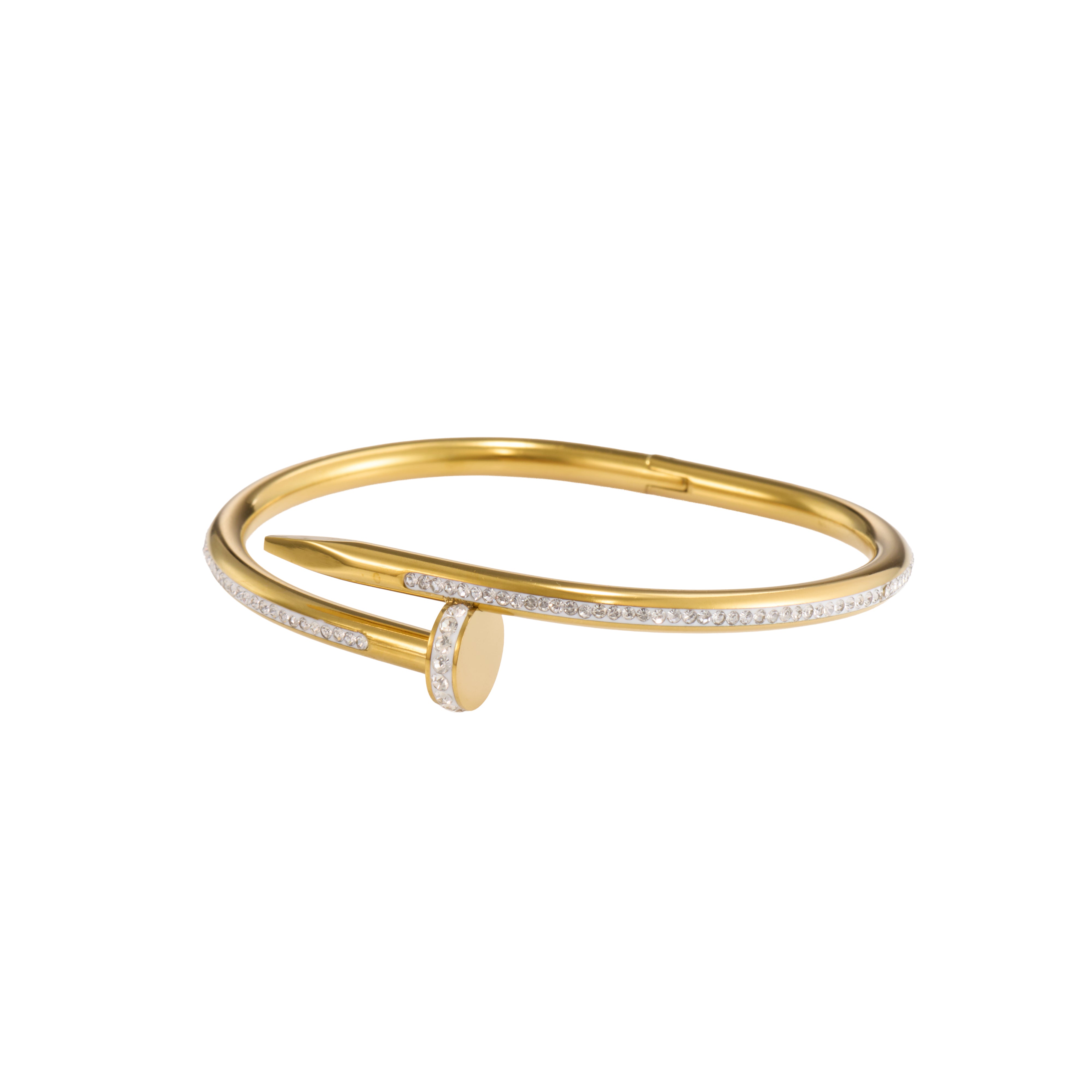 Stellar Heart Open Gold Bangle