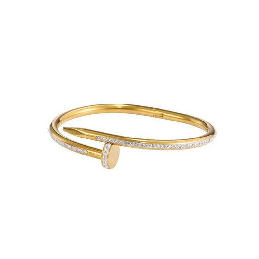 Stellar Heart Open Gold Bangle