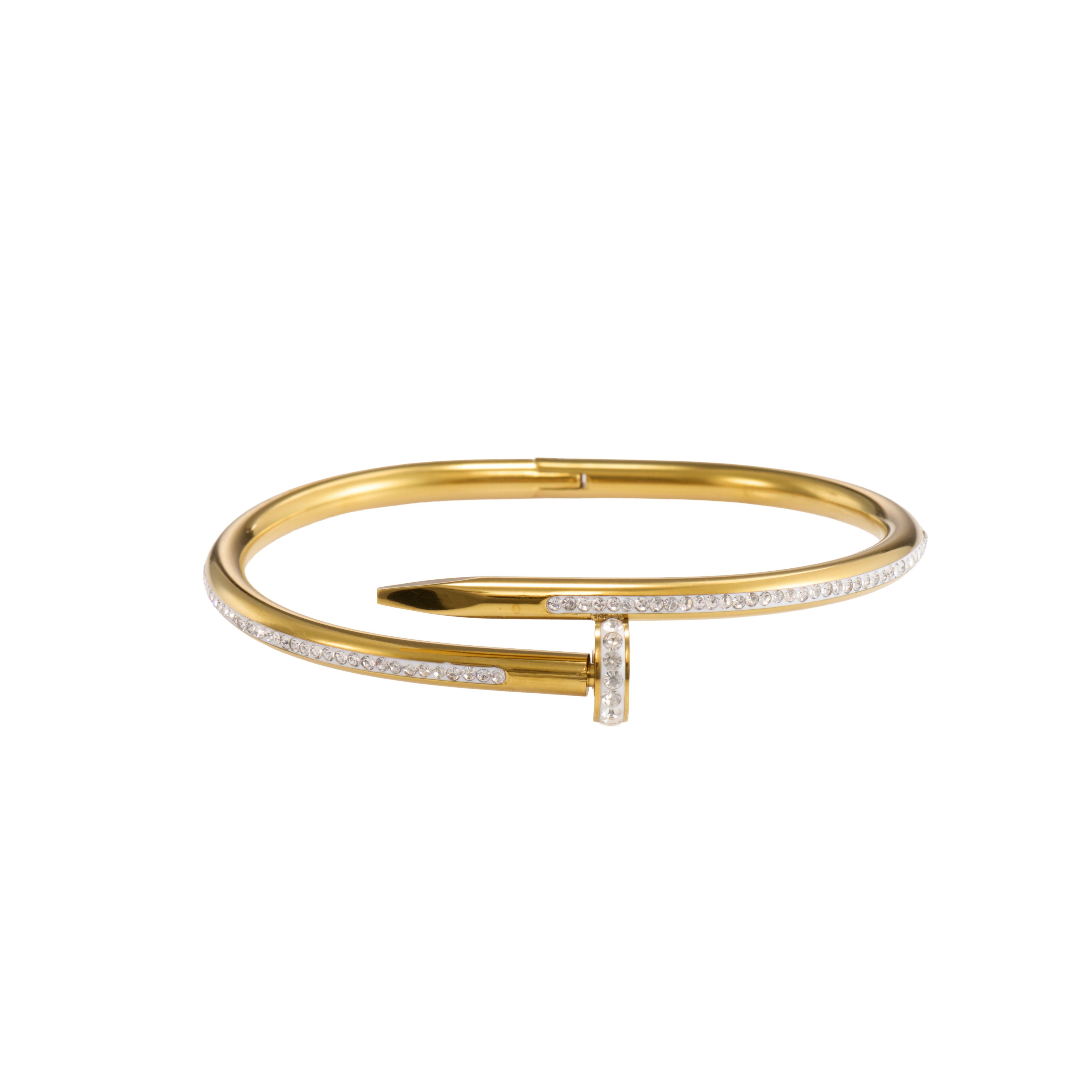 Stellar Heart Open Gold Bangle