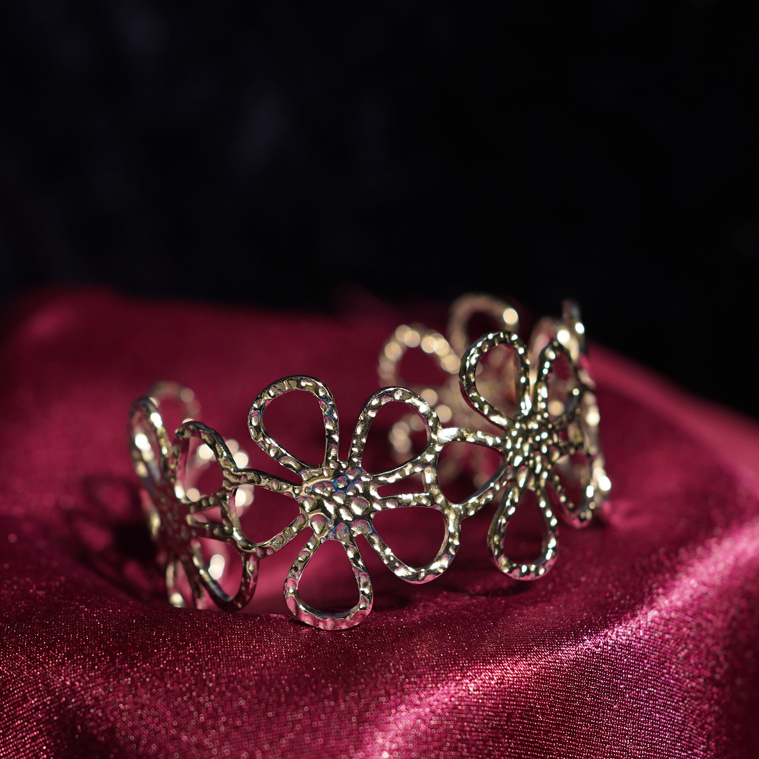 Floral Open Cuff Bracelet
