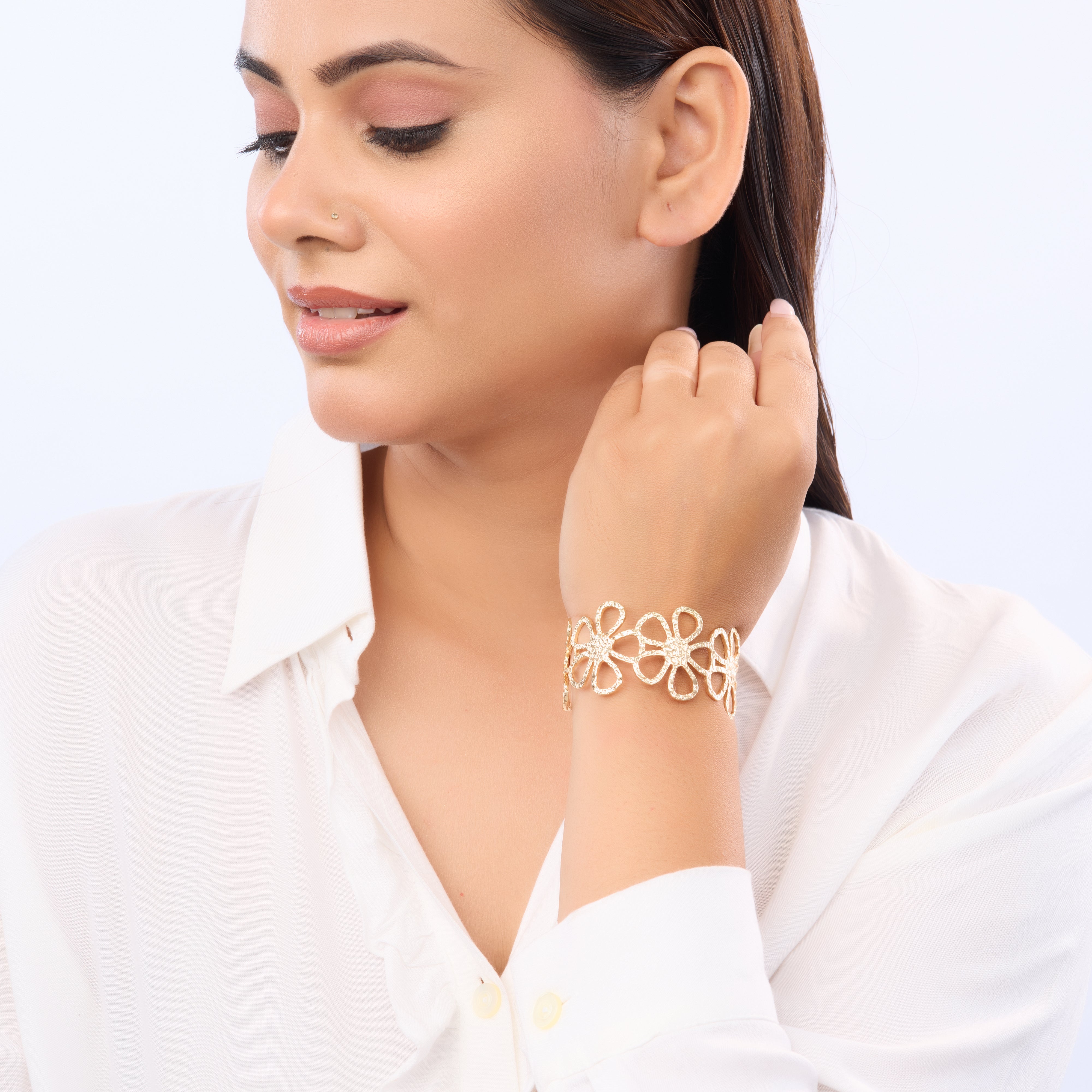 Floral Open Cuff Bracelet