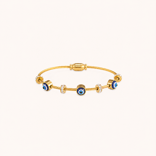 Zircon Evil Eye Gold Bracelet