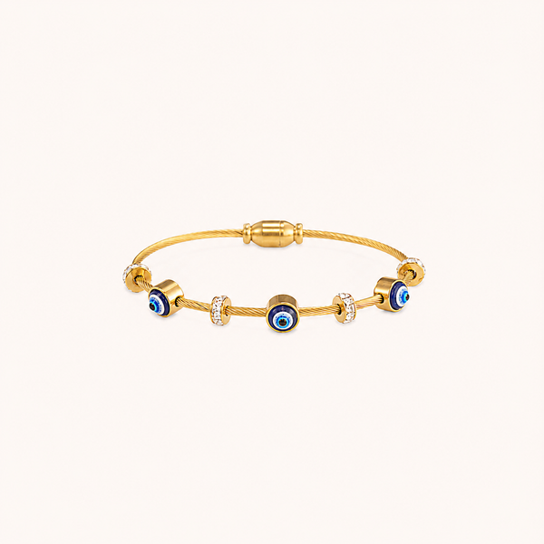 Zircon Evil Eye Gold Bracelet