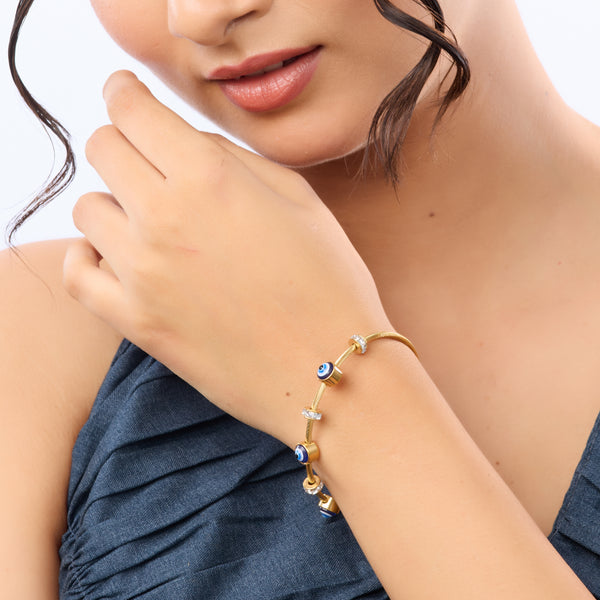 Zircon Evil Eye Gold Bracelet