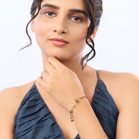 Zircon Evil Eye Gold Bracelet