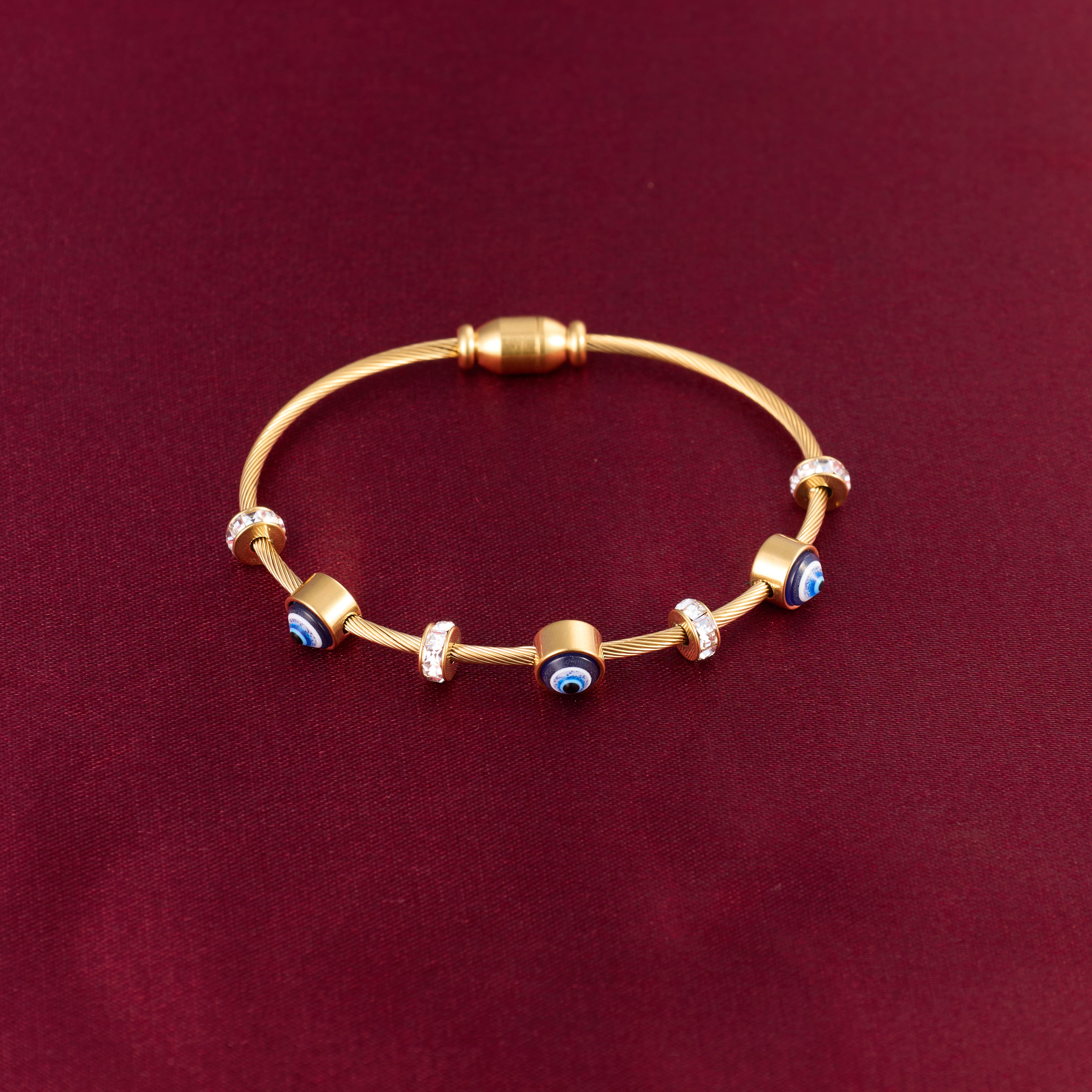 Zircon Evil Eye Gold Bracelet
