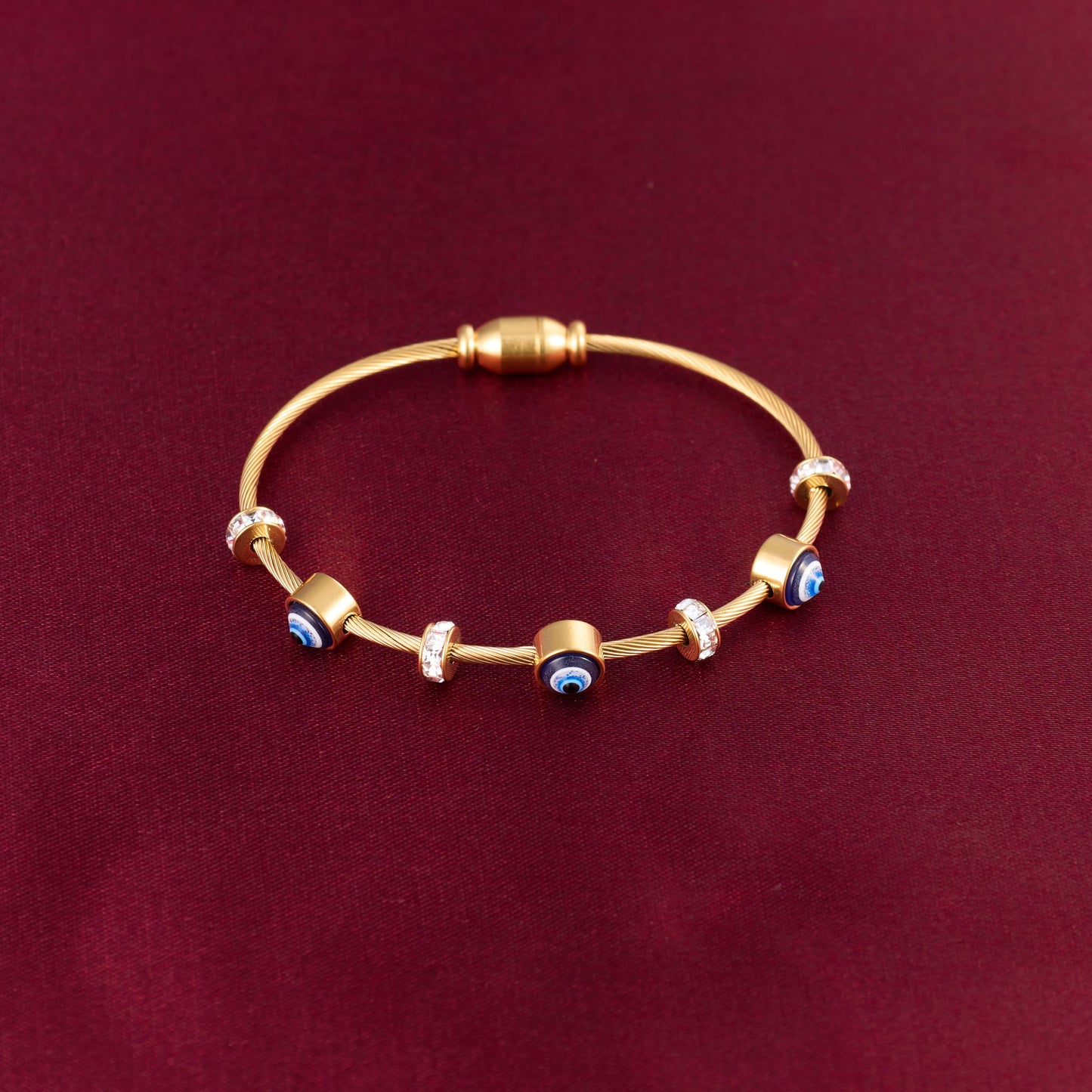 Zircon Evil Eye Gold Bracelet