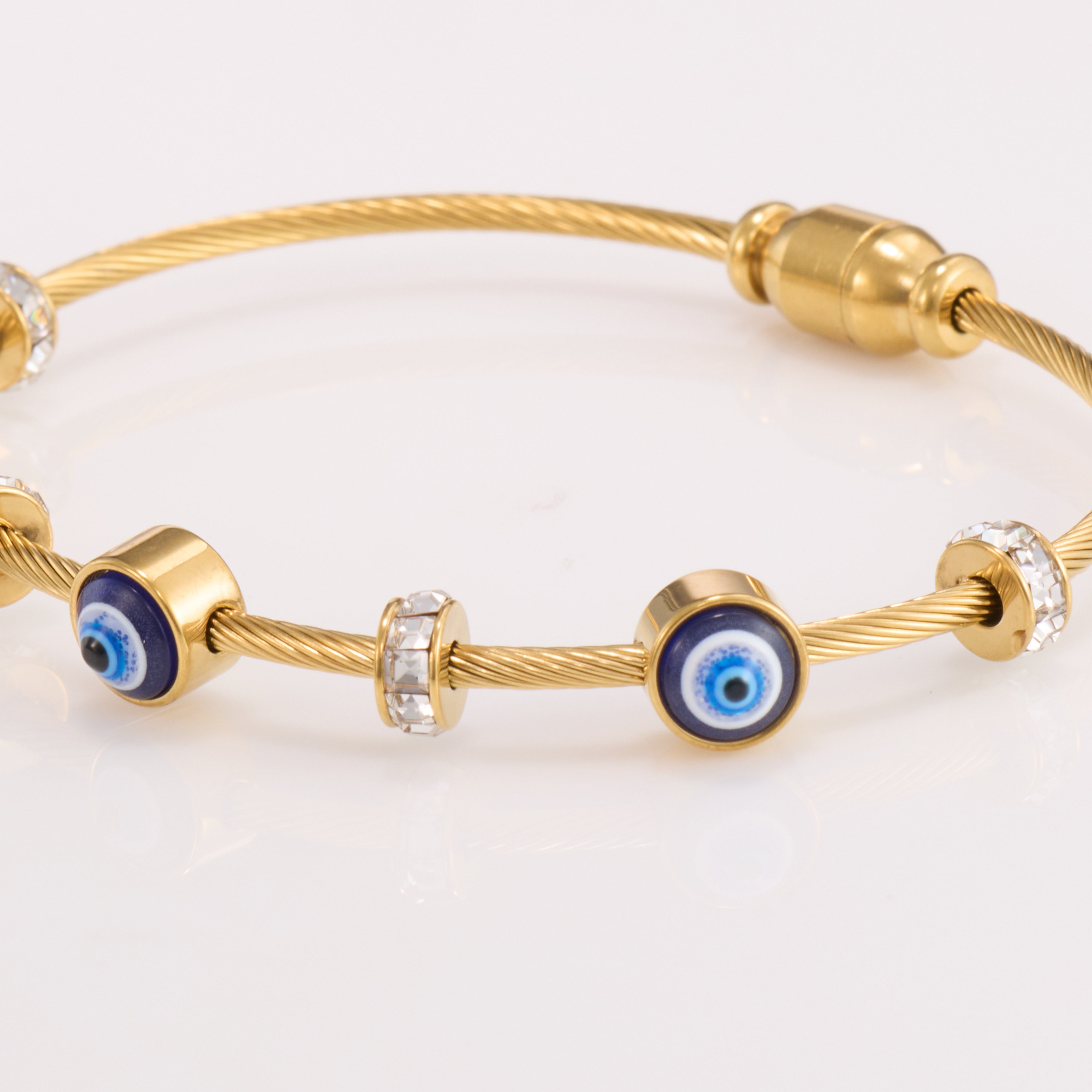 Zircon Evil Eye Gold Bracelet