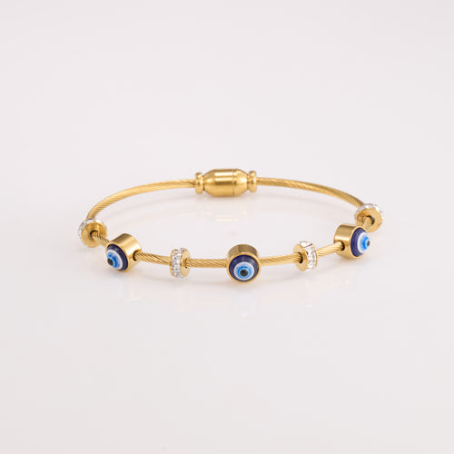 Zircon Evil Eye Gold Bracelet