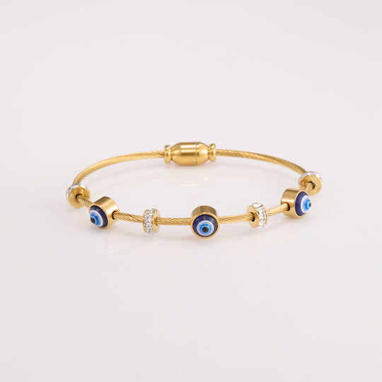 Zircon Evil Eye Gold Bracelet
