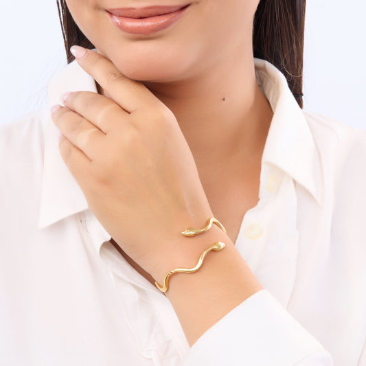 Retro Snake Gold Bangle