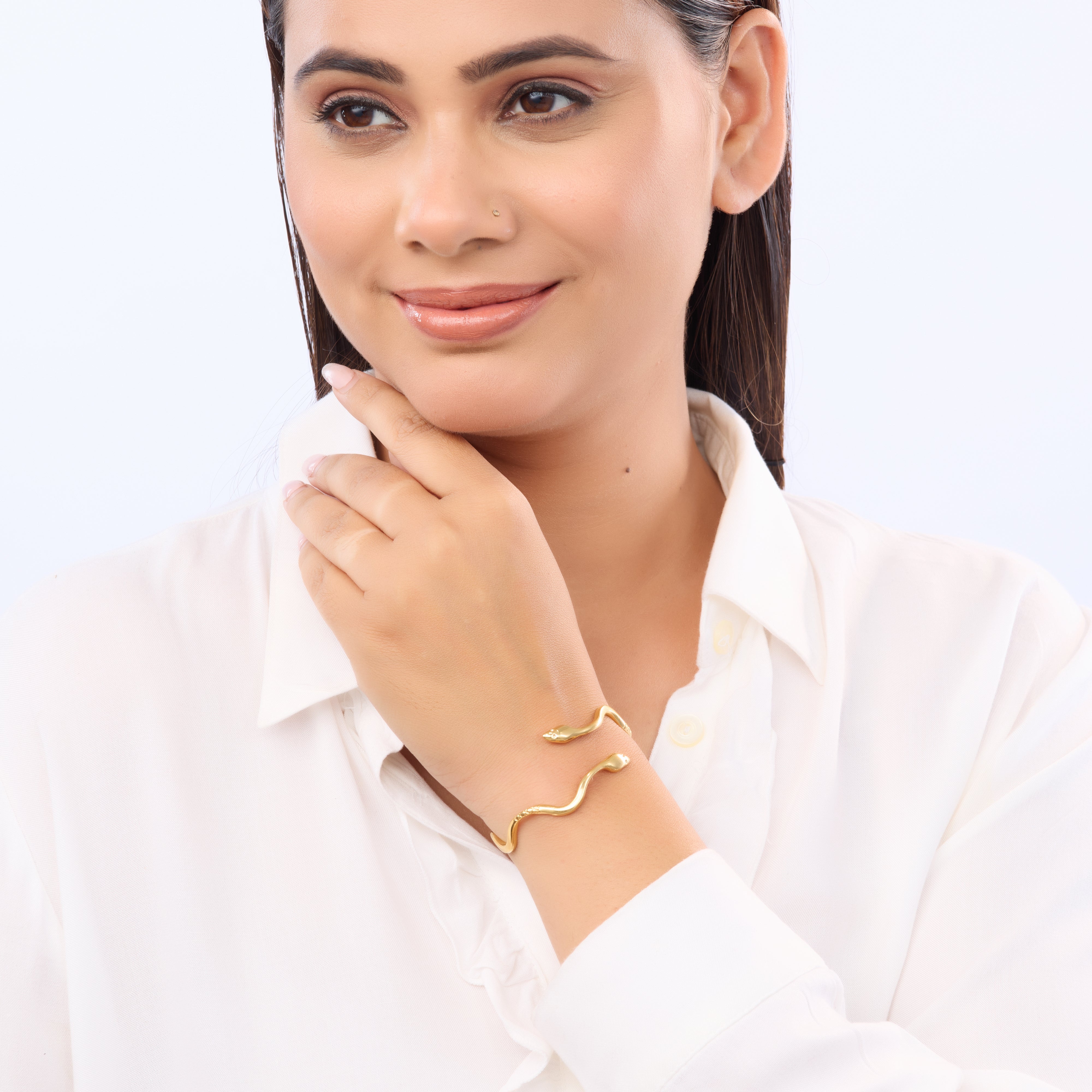 Retro Snake Gold Bangle