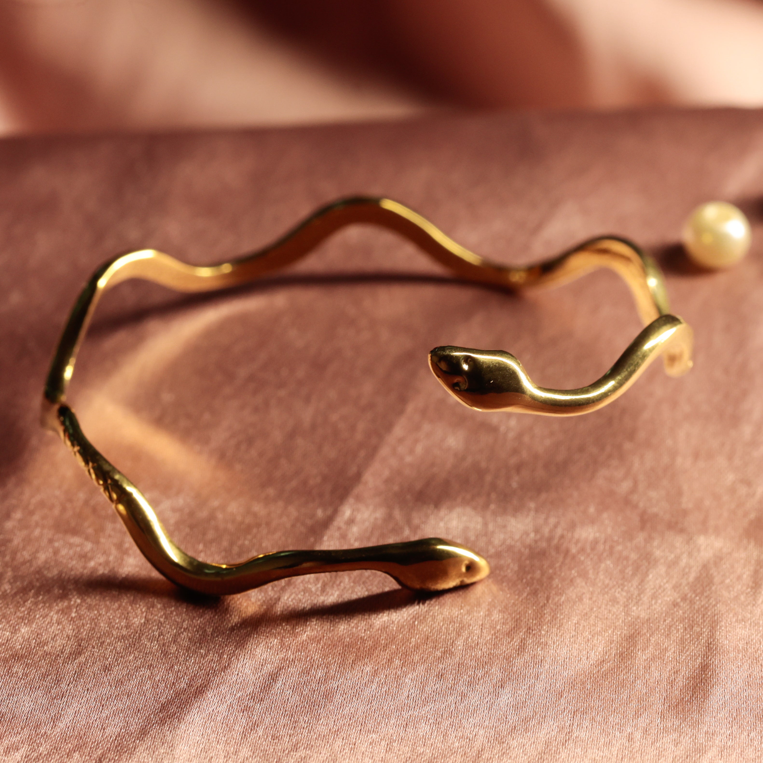 Retro Snake Gold Bangle