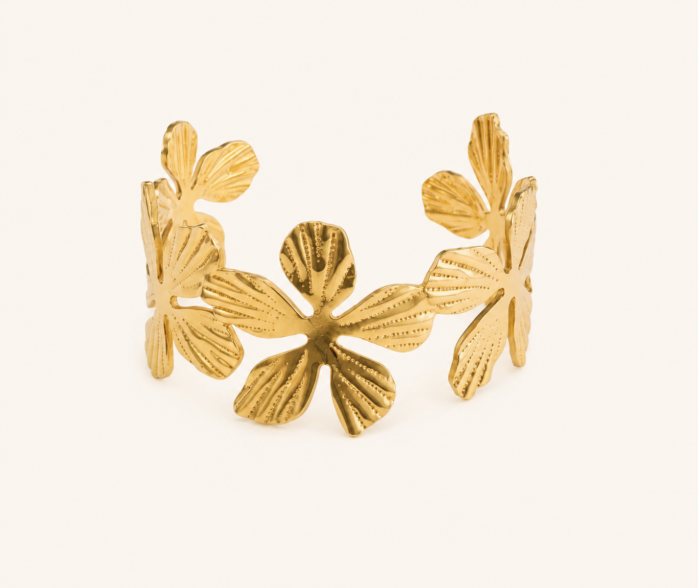 Golden Blossom Hammered Bangle