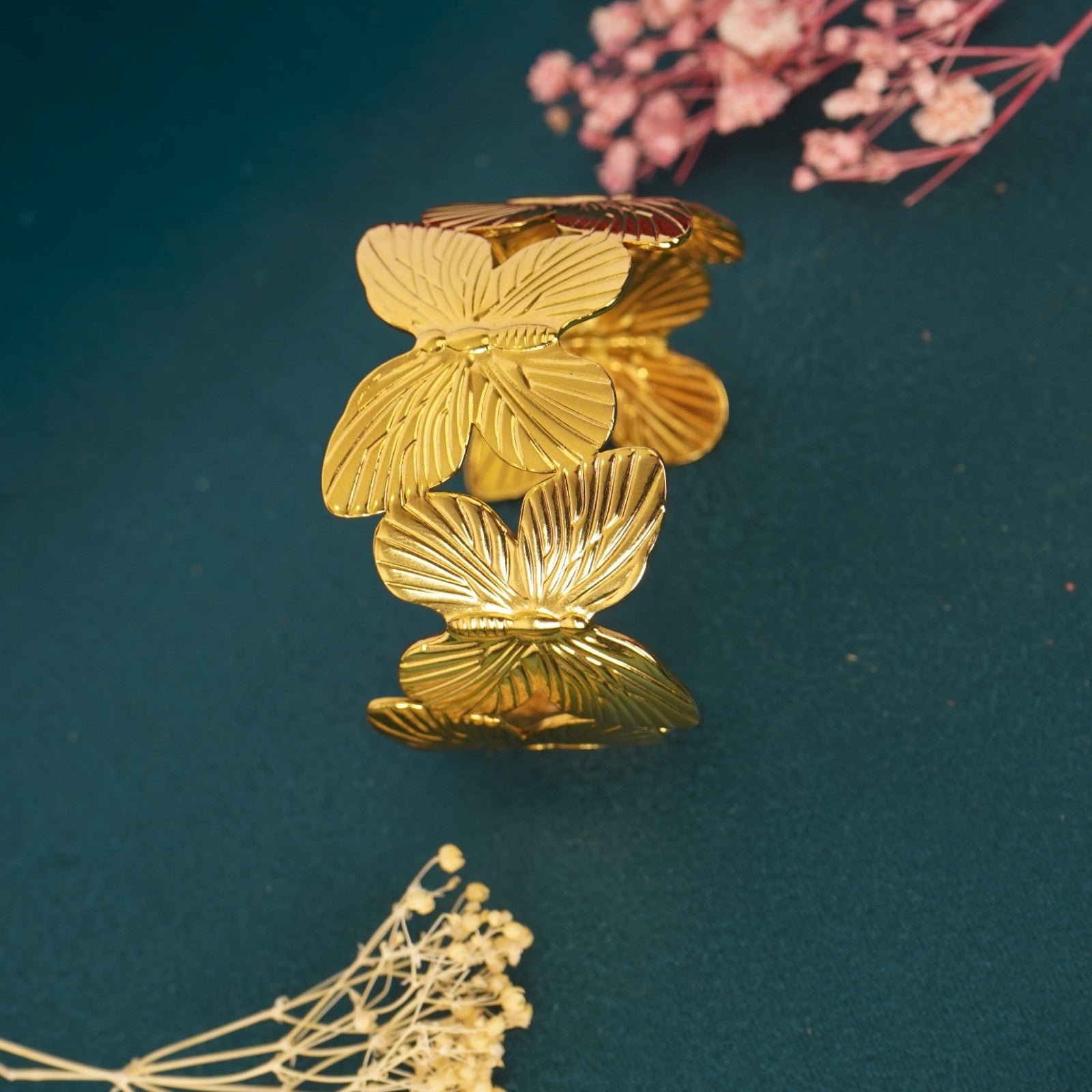 Golden Blossom Hammered Bangle