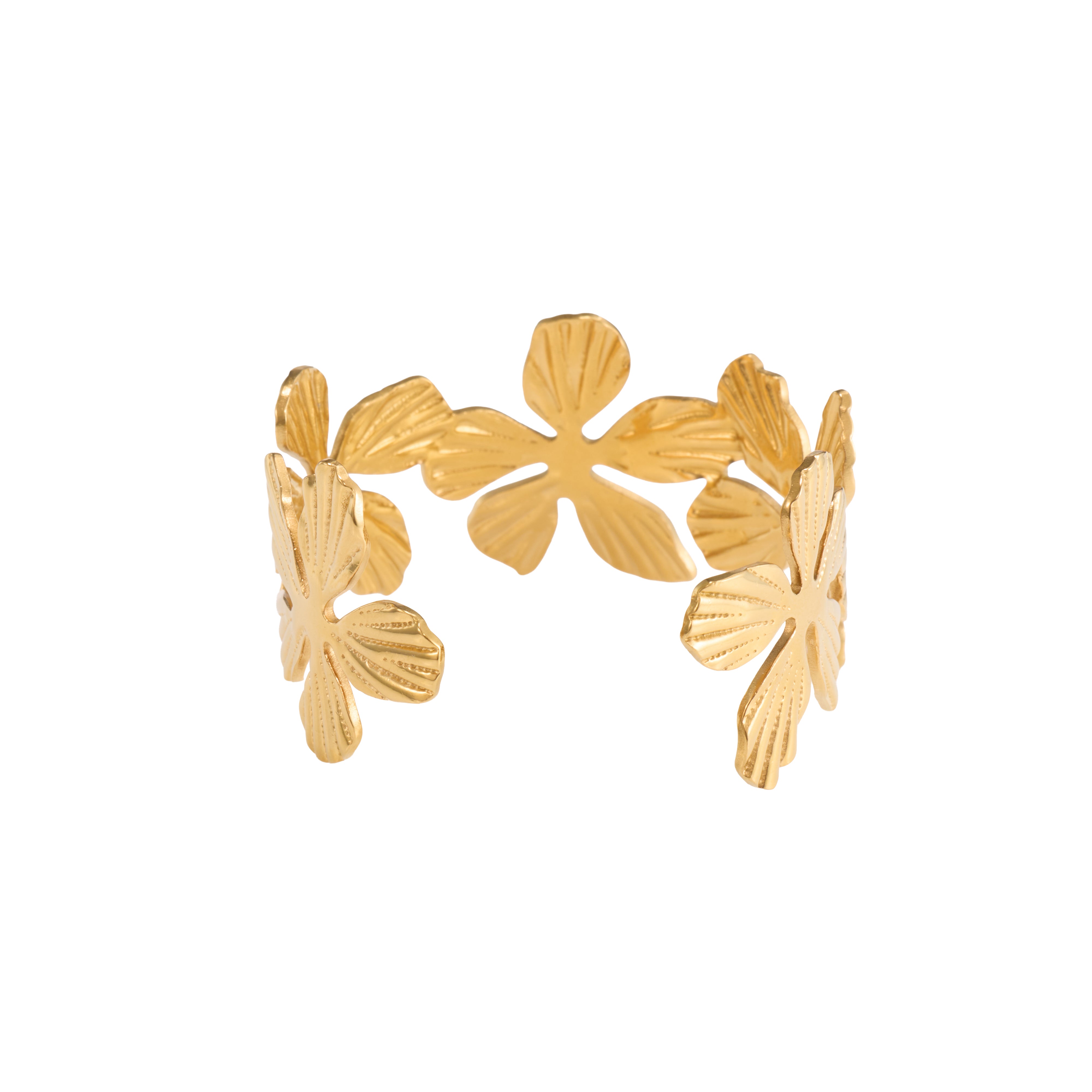 Golden Blossom Hammered Bangle