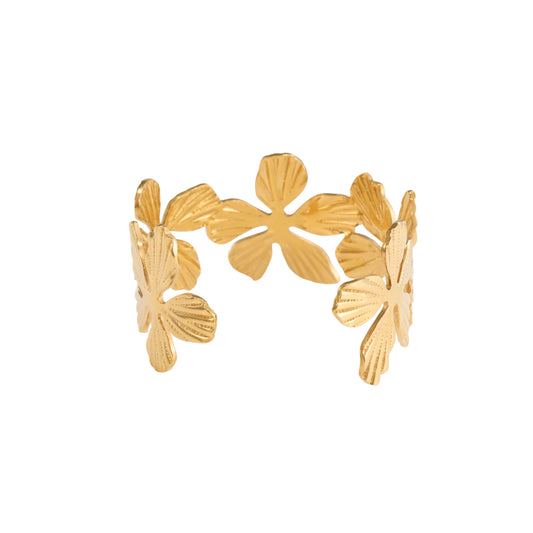 Golden Blossom Hammered Bangle