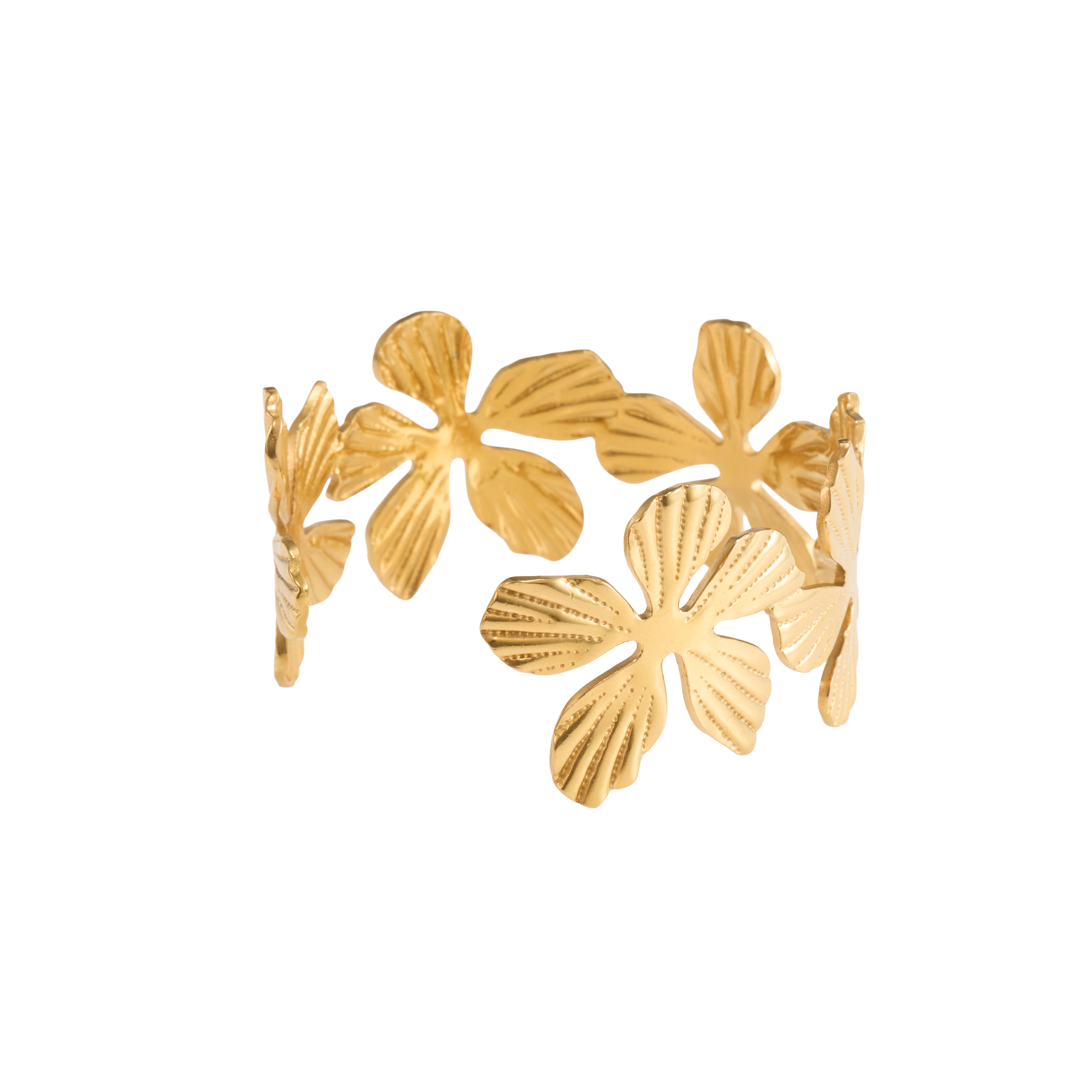 Golden Blossom Hammered Bangle