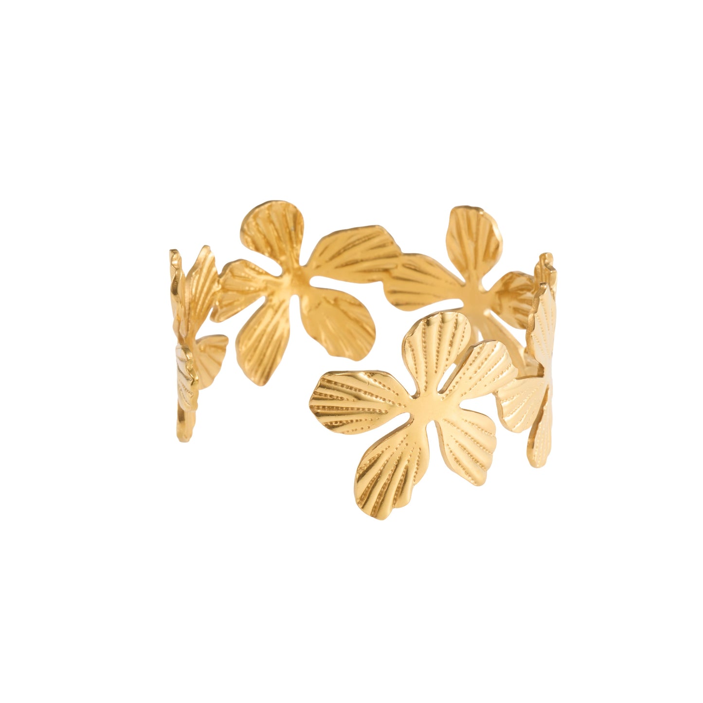 Golden Blossom Hammered Bangle