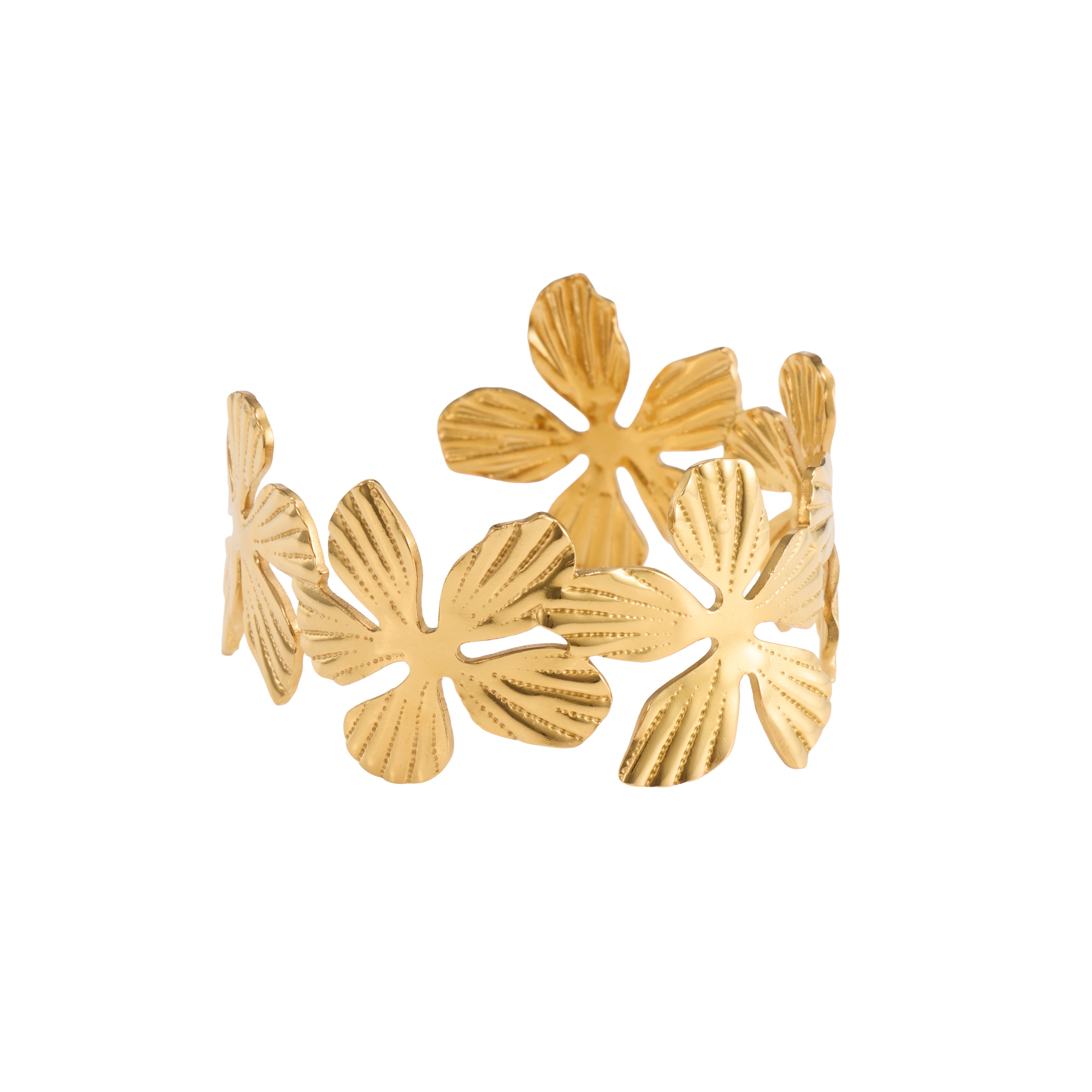 Golden Blossom Hammered Bangle