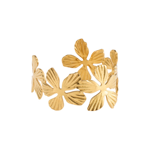 Golden Blossom Hammered Bangle