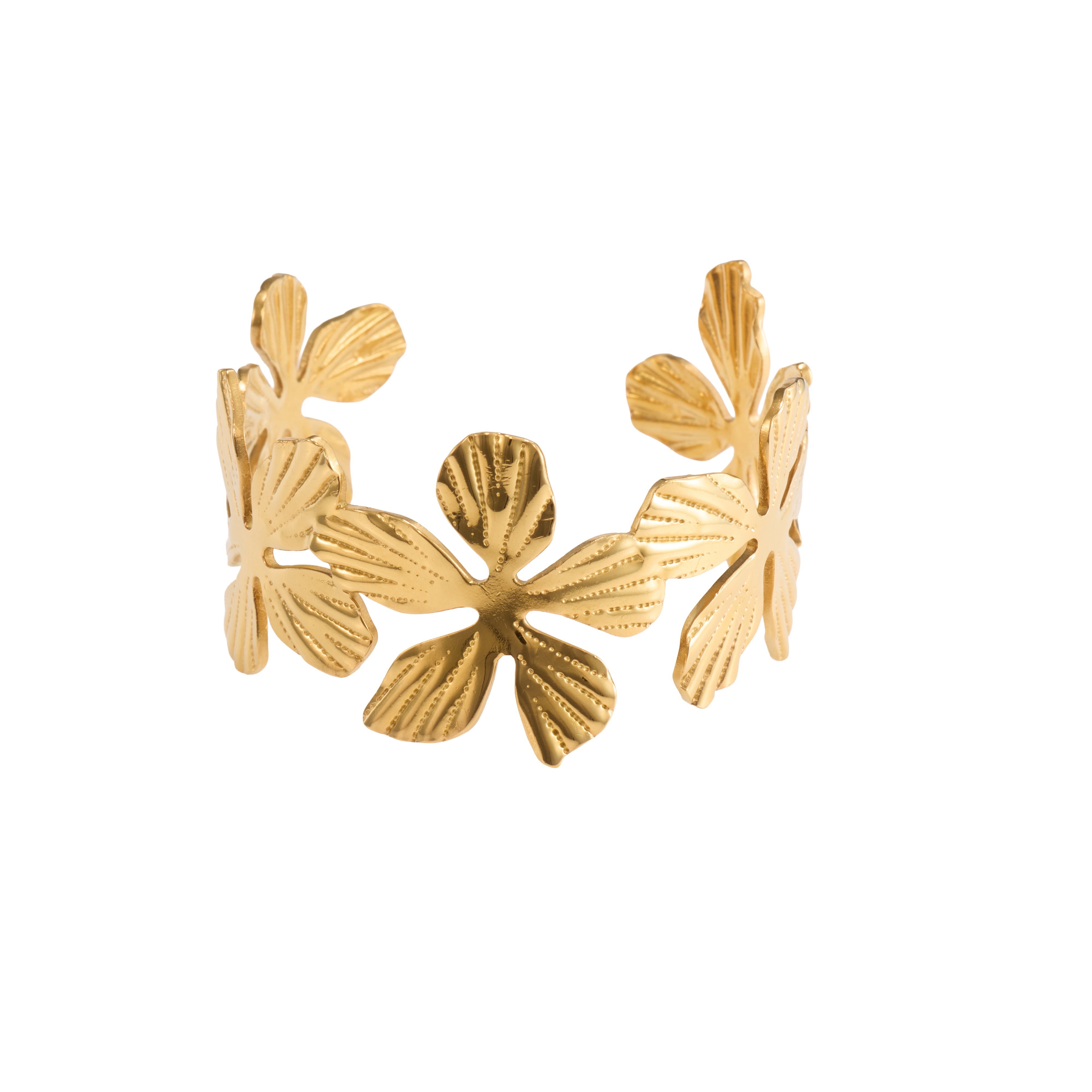 Golden Blossom Hammered Bangle