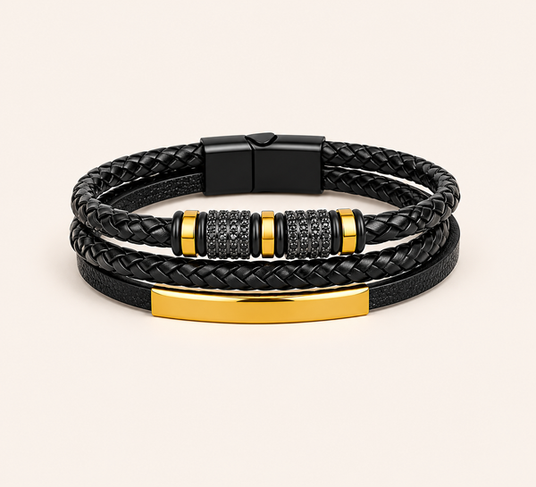 Royal Noir Leather Luxe Bracelet